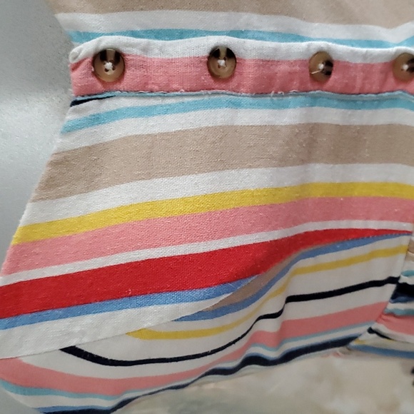 Emerald Sundae Multicolor Striped Button Down Midi Strap Dress Women M - Picture 3 of 6